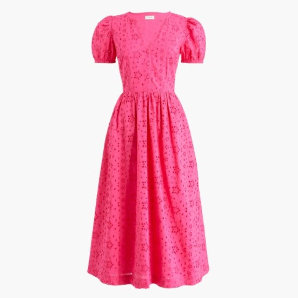 Women's J Crew factory Eyelet puff-sleeve dress size 10